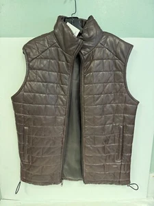 Buffalo Jackson BRIDGER Leather Down VEST JACKET S PROTO Brown 100% Sheepskin - Picture 1 of 8