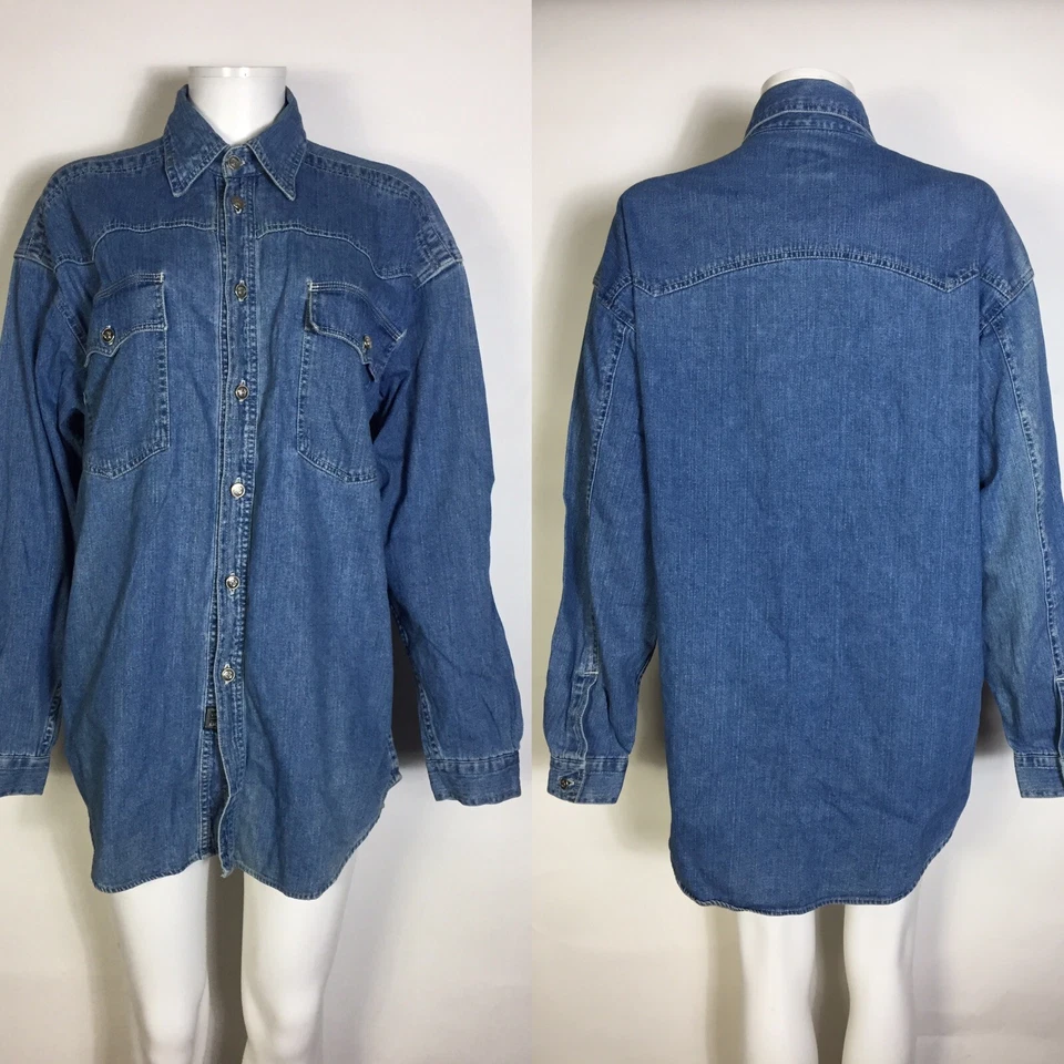 Vtg Gianni Versace Jeans Couture Denim Shirt M - Image 1 of 4