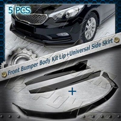 Pintado de negro para Kia Forte EX LX SX 2014-2016 parachoques delantero labio + falda lateral 5 piezas Foto 1 de 4