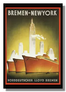 Art Deco North German Lloyd Lines Bremen poster liners free p&p UK - Picture 1 of 3