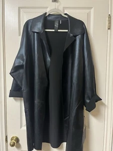 NWT Norma Kamali Trench Coat Black Foil Size Small - Picture 1 of 14