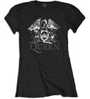 Queen Crest Logo Diamante Black Womens Fitted T-Shirt OFFICIAL