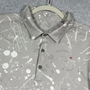 Hoolie Polo Shirt Mens Medium Drip Drop Print Golf Performance Stretch AOP - Picture 1 of 14
