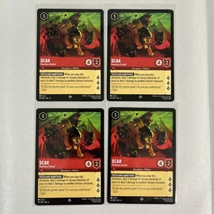 Juego de 4 cartas súper raras Lorcana Disney 127/204 Scar Heartless Hunter x4 - Imagen 1 de 2