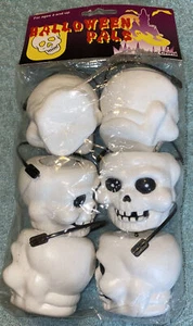 6 Vtg Halloween Skull Candy Baskets Pails Buckets Skeleton NEW - Bild 1 von 4