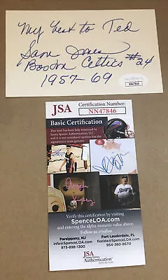 Sam Jones Autographed/Signed 3x5 Index Card Boston Celtics #24 JSA CERTIFIED - Image 1 of 4