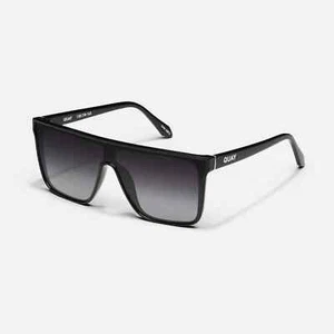 QUAY Nightfall Women's Flat Top Shield Sunglasses Black Frame/Smoke Lens - Picture 1 of 2