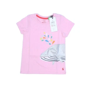 Joules Astra Pink Short Sleeve What Embroidered Cotton T-Shirt Tee Girls 7Y - Picture 1 of 10