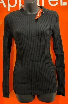 Superdry Luxe Ribbed Knit Jumper, Italian Cashmere Blend, Black, New, RRP £45 - Image 1 of 3