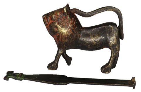 Lion Shape Door Lock Vintage Antique Style Handmade Brass Padlock & Unique Key Cover