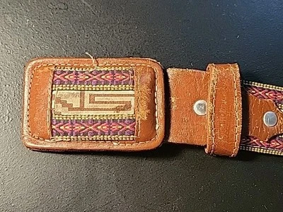 Cinturón Gaucho Bordado Vintage Cuero Ajustable Hecho a Mano Unisex South Western Foto 1 de 4