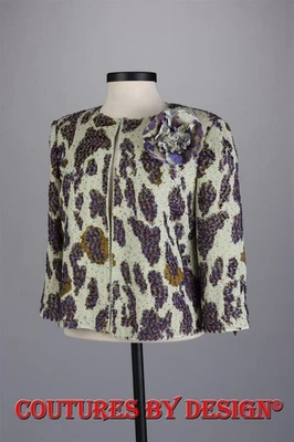 St John Knits 猎豹夹克 Verbena 多针细节 尺寸 8 全新带标签 MSRP $1295 — 第 1/2 张图片