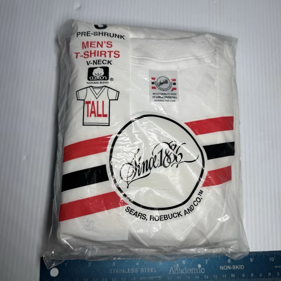 Camiseta SEARS Roebuck And Co cuello en V para hombre 2XL (50-52) ALTA EE. UU. DE COLECCIÓN algodón Foto 1 de 4