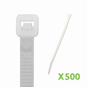 14 Inch Nylon Cable Wire Zip Tie 50 lbs - Natural White 500 Pack Lot Pcs Qty - Afbeelding 1 van 4