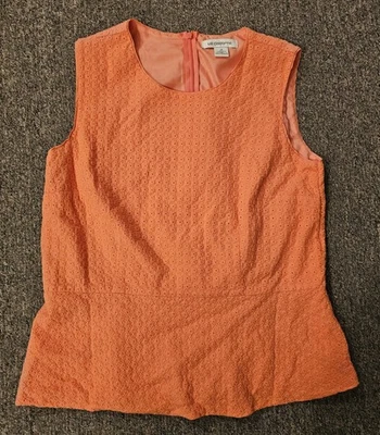Liz Claiborne Women 14 Top Coral Hidden Zip Sleeveless MW Lined Cotton Polyester - Image 1 of 4