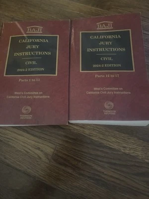 New 2024 California Jury Instructions—Civil (BAJI) volumes 1 &2 Complete Set - Image 1 of 4