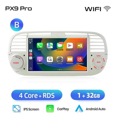 AUTORADIO FIAT 500 ABARTH 2007-2015 WIRELESS CARPLAY ANDROID 13 GPS WIFI - Immagine 1 di 4