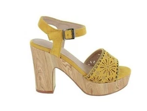 MENBUR Umito 020491 Sandalia Amarillo Mujer Talón Largo Con Plataforma Madera - Imagen 1 de 4