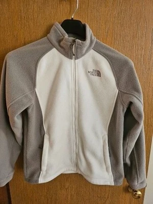 THE NORTH FACE WOMENS FEMMES ZIP-UP FLEECE JACKET, L/G, WHITE AND GRAY, MINT! - Image 1 of 4