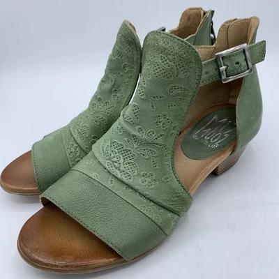 Sandalias de tacón de cuero Miz Mooz Corra Aloe para mujer talla 38 (7,5) hebilla punta abierta Foto 1 de 4