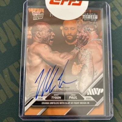 2024 TOPPS NOW MIKE TYSON JAKE PAUL ORANGE AUTO 3/5 WEIGH IN SLAP  TOPPS SEALED! - Image 1 of 3