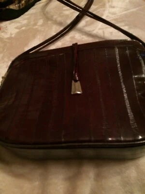 EEL Skin Women’s brown bag with real suede lining - Image 1 of 4