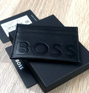 HUGO BOSS Black Genuine Leather Card Holder With 05 Card Slots - Picture 1 of 6