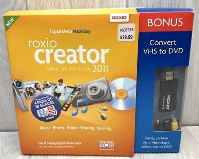 Roxio Creator Special edition 2011 Transfer VHS To DVD - NEW Open Box - Image 1 of 4