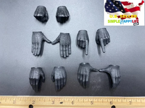 10 x 1/6 male black glove hand replacements for 12" figure Phicen hot toys ❶USA❶ Cover