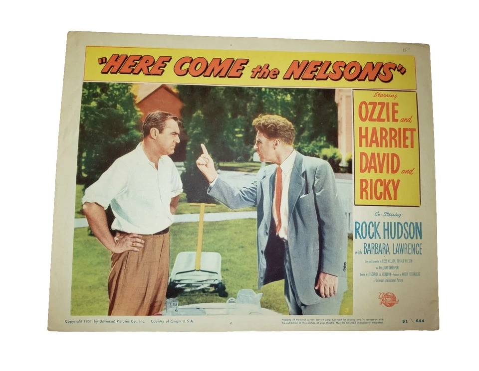 1951 Ozzie & Harriet Filme Piloto de TV "Here Come the Nelsons" Cartão de Lobby Original  - Imagem 1 de 1