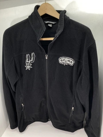San Antonio Spurs Eddie Bauer Jacket Mens Size XL Black Full Zip Fleece Logo NBA Cover