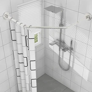 Wall Mounted Curved Shower Curtain Rod Adjustable Stainless Steel Bath Pole Rail - Picture 1 of 9