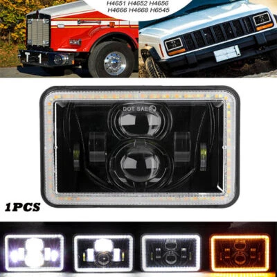 4x6" INCH LED Headlight Hi/Lo DRL Turn Singal For Kenworth C500 T600A T800 W900 - Image 1 of 4