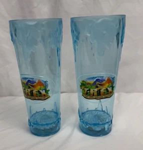 T-Rex Dinosaur Blue Plastic Light Up Glass, Blue & Red Light, 8" tall,, Set of 2 - Picture 1 of 14