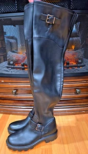 NEW ! Nine West Nans Lug Sole Over the Knee Boots Black Size 9M - Picture 1 of 11