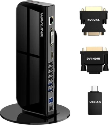 WAVLINK USB C/USB 3.0 Universal Laptop Docking Station Dual Display HDMI & HDMI/ - Image 1 of 4