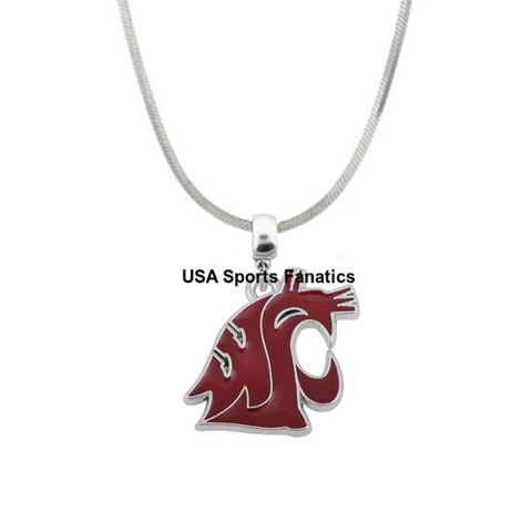 NCAA Washington State Cougars Team Logo Pendant Necklace On A 925 SS Snake Chain Cover
