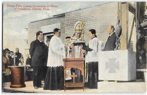 Bishop Foley Laying Cornerstone at House of Providence, Detroit MI 1911 Postcard - Picture 1 of 2