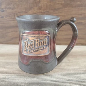 Mtn-Arts.com Hand Thrown Pottery Mug Red Bird Coffee Rustic Red Gray Glazed - Picture 1 of 15
