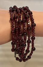 Antique 49" ROUND & FACETED NATURAL WINE RED GARNET NECKLACE