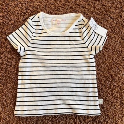 American Eagle девочек в полоску футболка размер 4T черный и белый короткий рукав новый с Ярлыками - Изображение 1 из 4