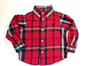 Wrangler Jeans Co Boys Red Plaid Long Sleeve Button Down Shirt Size 24 Months - Picture 1 of 7