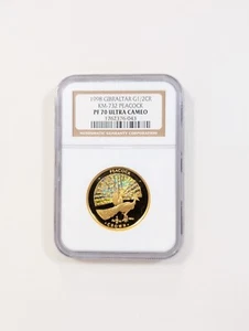 1998 Gibraltar 1/2 Crown Peacock 1/2 Oz 999.9 Gold NGC PF70 Ultra Cameo KM-732 - Picture 1 of 4