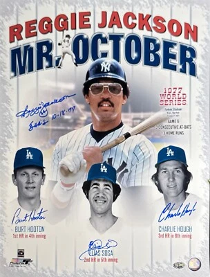 Reggie Jackson +3 Autos Signed 16x20 New York Yankees Photo Mr October PSA - Image 1 of 2