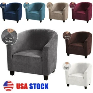 Stretch Samt Club Sofa Stuhlbezug Wanne Fass Sessel Slipper Esszimmer - Bild 1 von 50