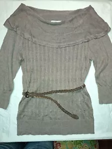 Light Sweater W/ Cowl Neck & Belt - Picture 1 of 7