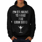 Wellcoda Drinking Look Good Mens Hoodie, Alcohol Casual Hooded Sweatshirt