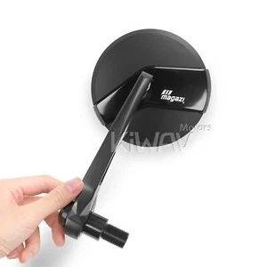 Bar end mirrors Missie round black fits Yamaha FZ1 FZ6 FZ10 XSR900 16mm bolt-on - Picture 1 of 8