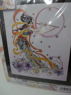 Design Works THE FLUTE PLAYER Asian Counted Cross Stitch Kit 16" x 20" w/Beads - Image 1 of 4