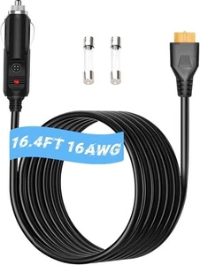 16.4FT Cigarette Lighter to XT60 Connector Extension Cable, Black  - Picture 1 of 7